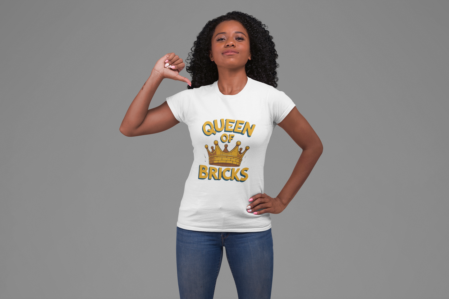 Queen of Bricks – Bio-Shirt für starke Baumeisterinnen mit Stil
